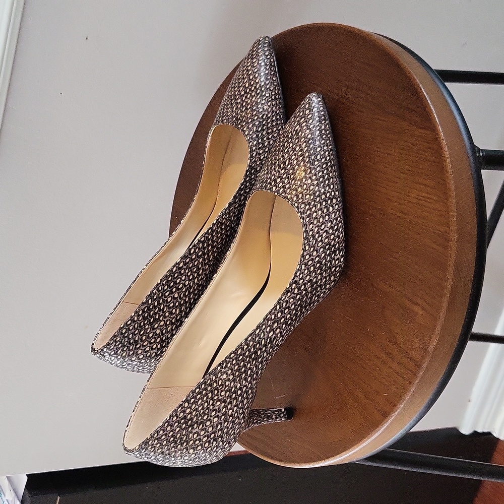 Nine West Heels, Size 6.5, "Reptile" Brown/Cream - MARGOT